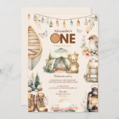 Invitation Boho One Happy Camper 1ère fête d'anniversaire (Devant / Derrière)