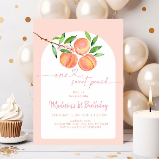 Invitation Boho One Sweet Peach Anniversaire
