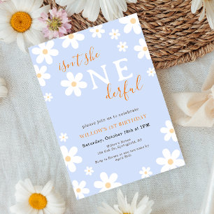 Invitation Boho Onederful Floral Super Daisy 1er anniversaire