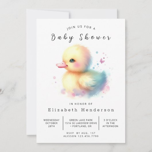 Invitation Boho Online Duck Baby shower (Devant)