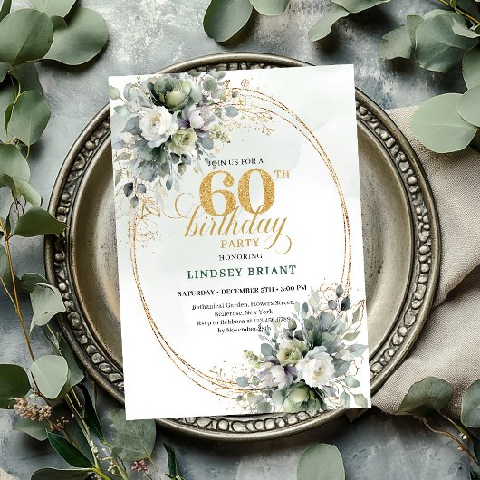 Invitation Boho Or Boho Gold pour 60e Anniversaire