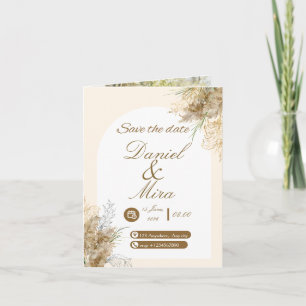 Invitation Boho Or Pampas Arche entièrement modifiable Mariag