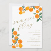 Invitation Boho Orange Agrumes Aquarelle Fruit d'été (Devant)