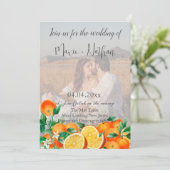 Invitation Boho Orange Blossom Photo QR Code Mariage (Debout devant)