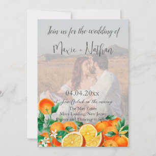 Invitation Boho Orange Blossom Photo QR Code Mariage