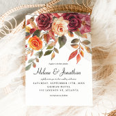 Invitation Boho Orange Bourgogne Elégant Mariage