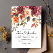 Invitation Boho Orange Bourgogne Elégant Mariage