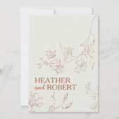 Invitation Boho Orange Brûlé Botanique Floral Simple Mariage (Devant)