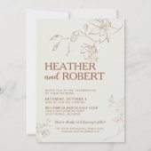 Invitation Boho Orange Brûlé Botanique Floral Simple Mariage (Dos)