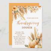 Invitation Boho Orange Citrouille Thanksgiving Dîner (Devant / Derrière)