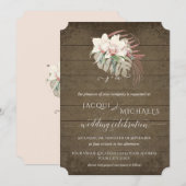 Invitation BOHO Orchidée Blanche Rustique Floral Feuillage Tr (Devant / Derrière)