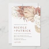Invitation Boho Orchidées et séché Palm Feuille Mariage (Devant)