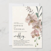 Invitation Boho orchidées mariage élégant (Devant)