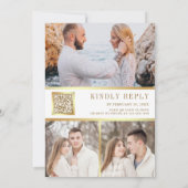 Invitation Boho Palm Dusty Earthy Floral Arch QR Code Mariage (Dos)