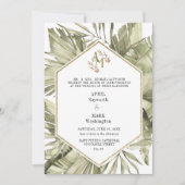 Invitation Boho Palm Feuille de verdure Monogramme Mariage (Devant)