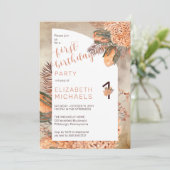 Invitation Boho Palm Feuilles | Hydrangeas 1er anniversaire (Debout devant)