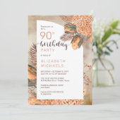 Invitation Boho Palm Feuilles | Hydrangeas 90e fête d'anniver (Debout devant)