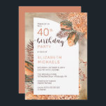 Invitation Boho Palm Feuilles | Hydrangeas fête du 40e annive<br><div class="desc">Aquarelle Whimsical séché en terre cuite claire hydrangées et palmier feuille fleuris "fête du 40ème anniversaire" conception d'anniversaire femme. Conception composite par Holiday Hearts Designs (droits réservés).</div>