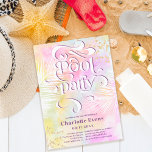 Invitation Boho palm fun pool script tournois Sweet 16<br><div class="desc">Faites un splash et plongez dans l'été avec notre aquarelle rainbow gradient Sweet 16 invitation été. Les tournois de la fête de la piscine ajoutent une touche amusante et branchée à votre célébration. Doté d'un arrière - plan couleur arc-en-ciel rose pastel aux confettis de parties scintillant faux or et de...</div>