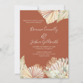 Invitation Boho Palm Mariage en terre cuite séchée par l'air (Devant)