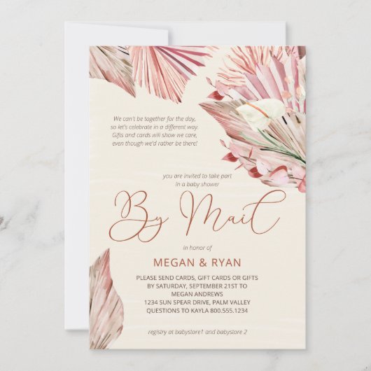Invitation Boho Palm Rustic Foliage Baby shower par courrier (Devant)