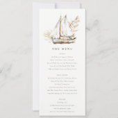 Invitation Boho Palm Sailboat Seascape Mariage Menu Card (Devant)