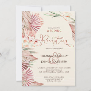 Invitation Boho Palm séché Foliage Réception de mariage uniqu