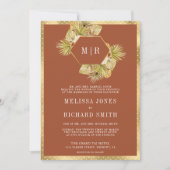 Invitation Boho Palm Terme Floral Terracotta QR Code Mariage (Devant)