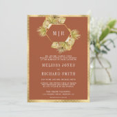Invitation Boho Palm Terme Floral Terracotta QR Code Mariage (Debout devant)