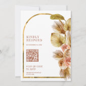 Invitation Boho Palm Terme Floral Terracotta QR Code Mariage (Dos)
