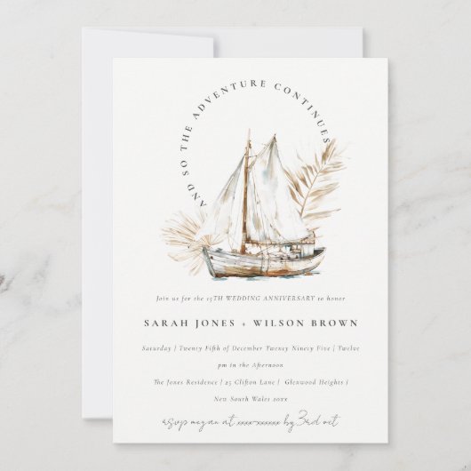 Invitation Boho Palm Voilier Mariage Anniversaire (Devant)
