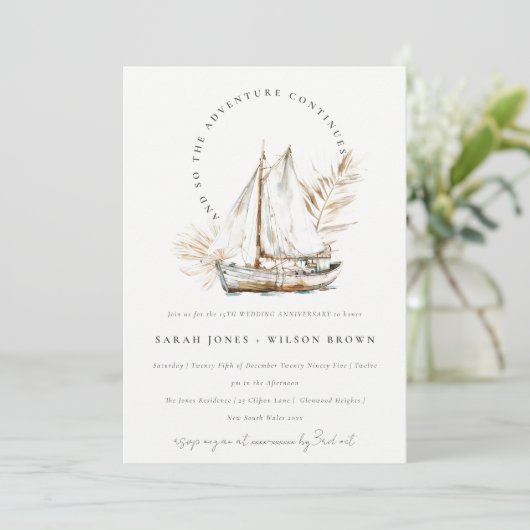 Invitation Boho Palm Voilier Mariage Anniversaire (Debout devant)