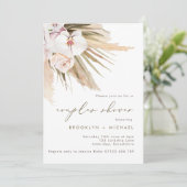 Invitation Boho Pampas Aquarelle Grass Couples Floral Douche (Debout devant)