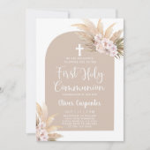 Invitation Boho Pampas Arche en herbe Première communion sain (Devant)