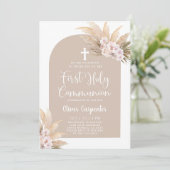 Invitation Boho Pampas Arche en herbe Première communion sain (Debout devant)
