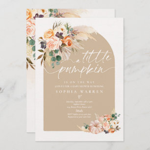 Invitation Boho Pampas Baby shower Citrouille en herbe Tons M