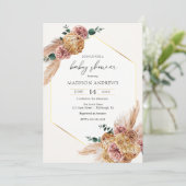 Invitation Boho Pampas Baby shower de bouquet séché à l'herbe (Debout devant)