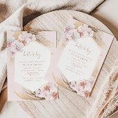 Invitation Boho pampas baby shower d'herbe