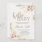 Invitation Boho Pampas Baby shower en herbe (Devant)