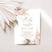 Invitation Boho pampas Baby shower en herbe