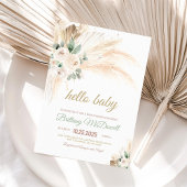 Invitation Boho Pampas Baby shower en herbe