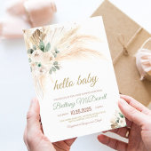 Invitation Boho Pampas Baby shower en herbe