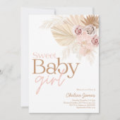 Invitation Boho pampas baby shower floral fille (Devant)