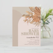Invitation Boho Pampas Baby shower rose herbe (Debout devant)