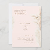 Invitation Boho Pampas Blush avec Mariage (Devant)