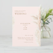 Invitation Boho Pampas Blush avec Mariage (Debout devant)
