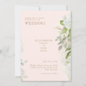 Invitation Boho Pampas Blush White Hydraneas Mariage (Devant)