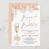 Invitation Boho Pampas Brunch Bubbly nuptiale douche Invitati (Devant / Derrière)