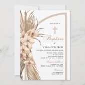 Invitation Boho Pampas Célébration du baptême bohémien (Devant)