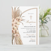 Invitation Boho Pampas Célébration du baptême bohémien (Debout devant)